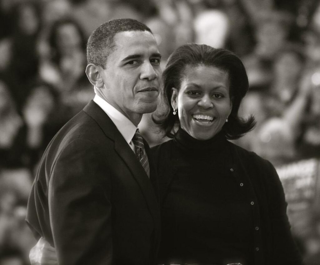 Barack and Michelle Obama give a joint speech to energize Democratic voters before the election