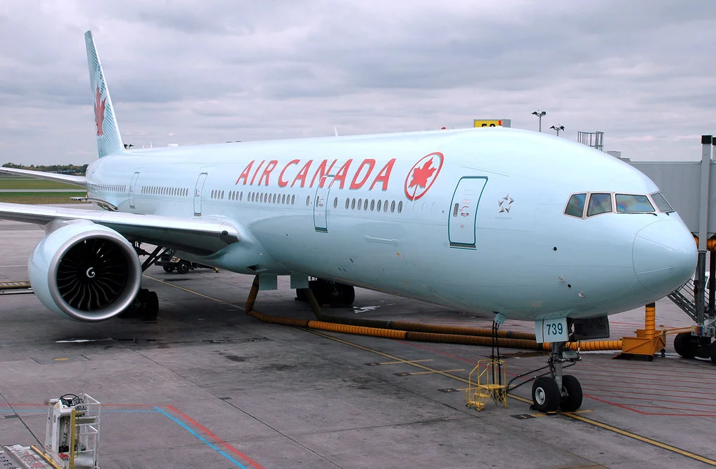 Air Canada airplane on the runway